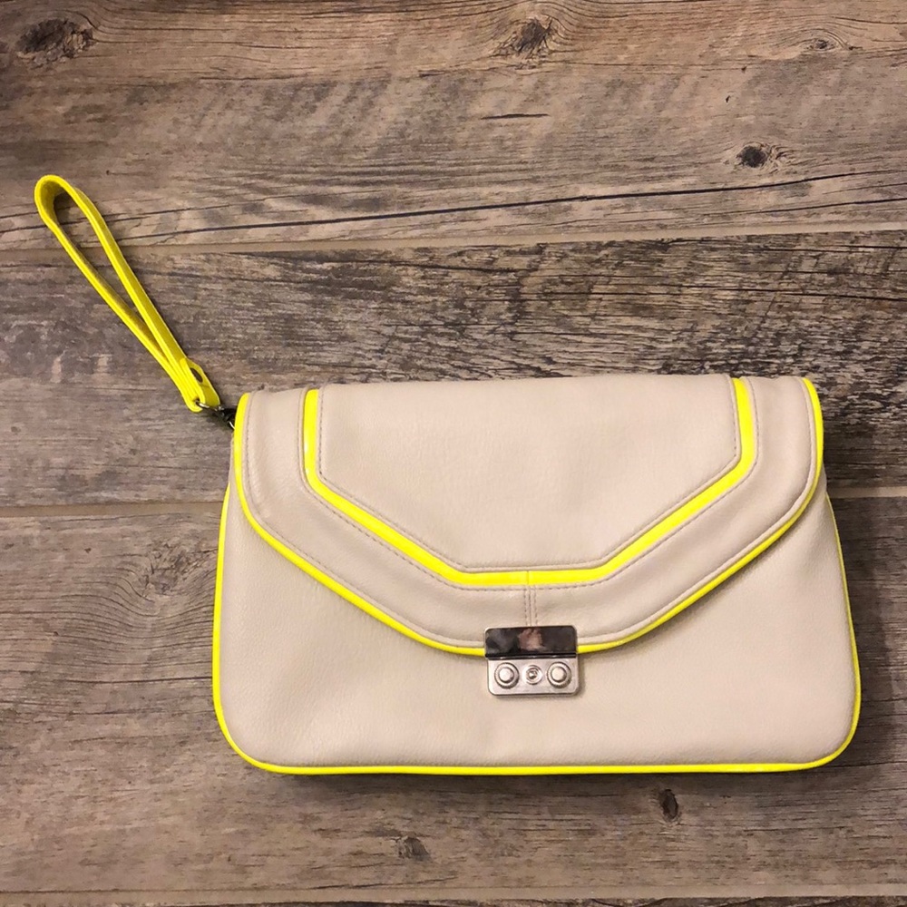 ❤️ Apartment 9 HandHeld Purse, Neon Yellow & Beige